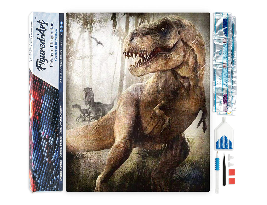 Figured'Art Diamond Painting Erwachsene 40x50cm Ganze Leinwand gerollt Dinosaurier Jurassic Park 5D