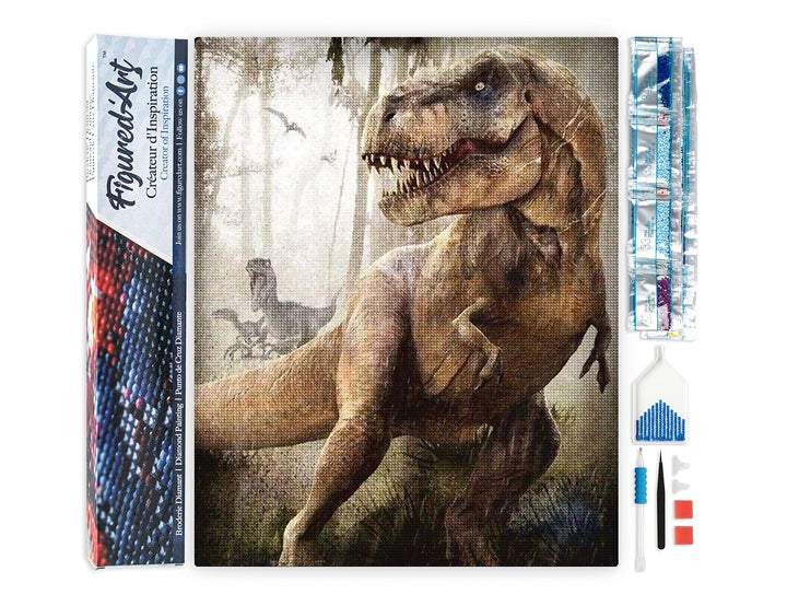 Figured'Art Diamond Painting Erwachsene 40x50cm Ganze Leinwand gerollt Dinosaurier Jurassic Park 5D
