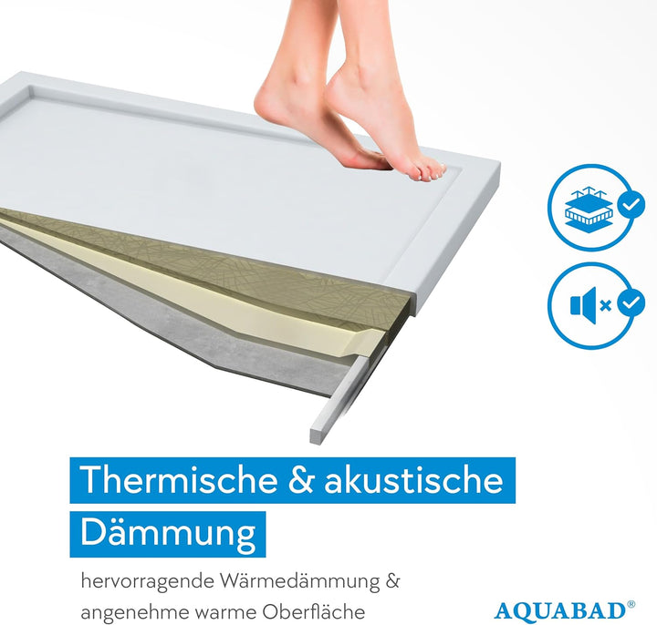AQUABAD Duschwanne/Duschtasse Villa mit LeakProtect Technologie Smooth White 90x120cm Rechteck 90 x