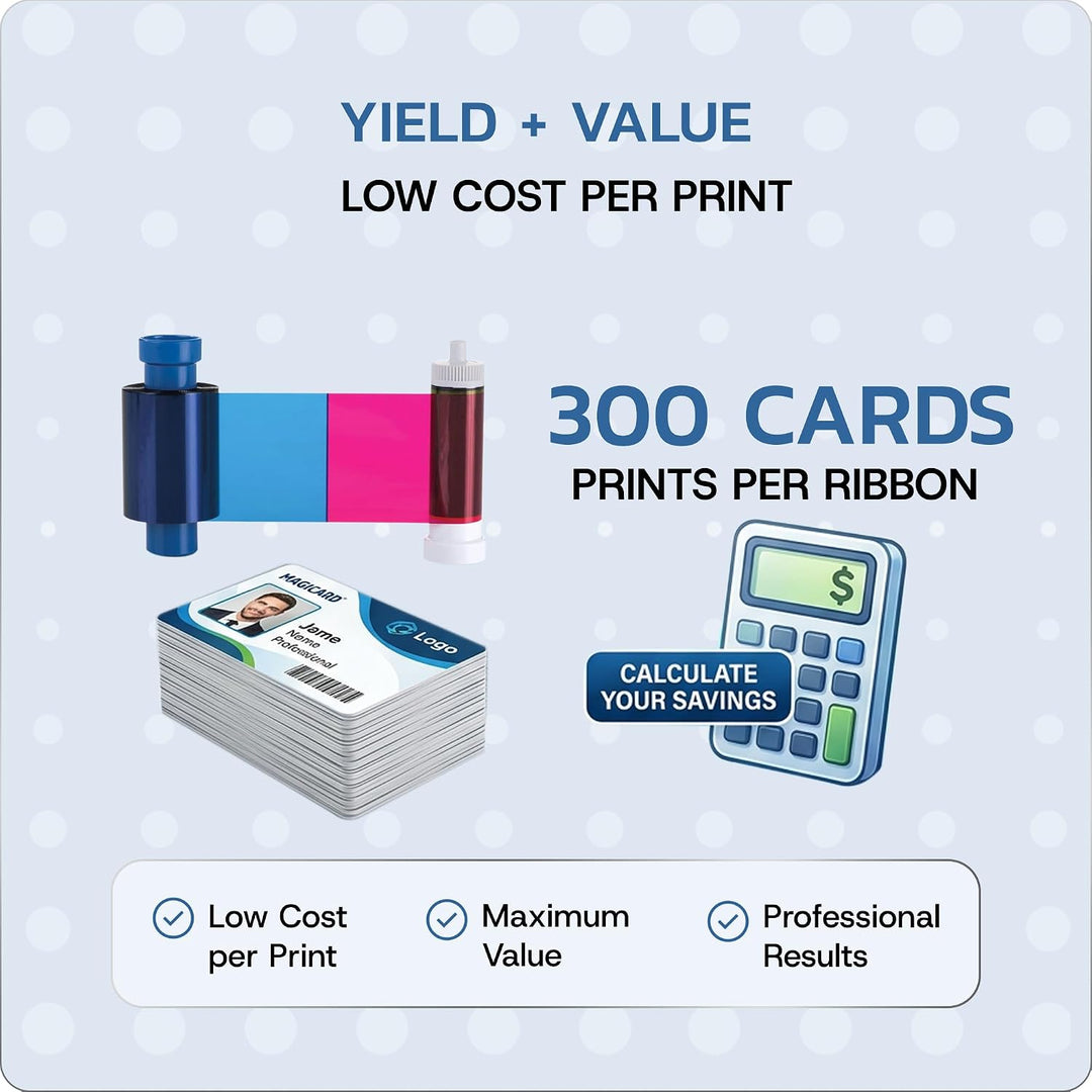 Magicard 300 Drucker MC300YMCKO Farbband – YMCKO – 300 Drucke x 2 mit Bodno Software Demokarte YMCKO