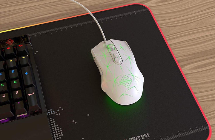 LexonElec Kabelgebundene RGB Gaming Maus, 7 Tasten mit 2500 DPI, ergonomische LED-beleuchtete USB-Ga