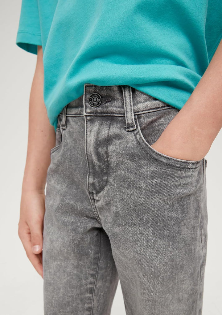 s.Oliver Jungen Jeans Bermuda, Fit Seattle 134 Slim Grey/Black, 134 Slim Grey/Black