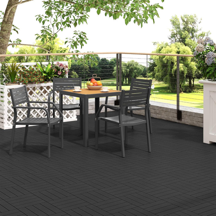 Laneetal WPC Fliesen 11er Set für 1 m², für Aussen Terrasse Balkon, Terrassenfliesen Klicksystem 30x
