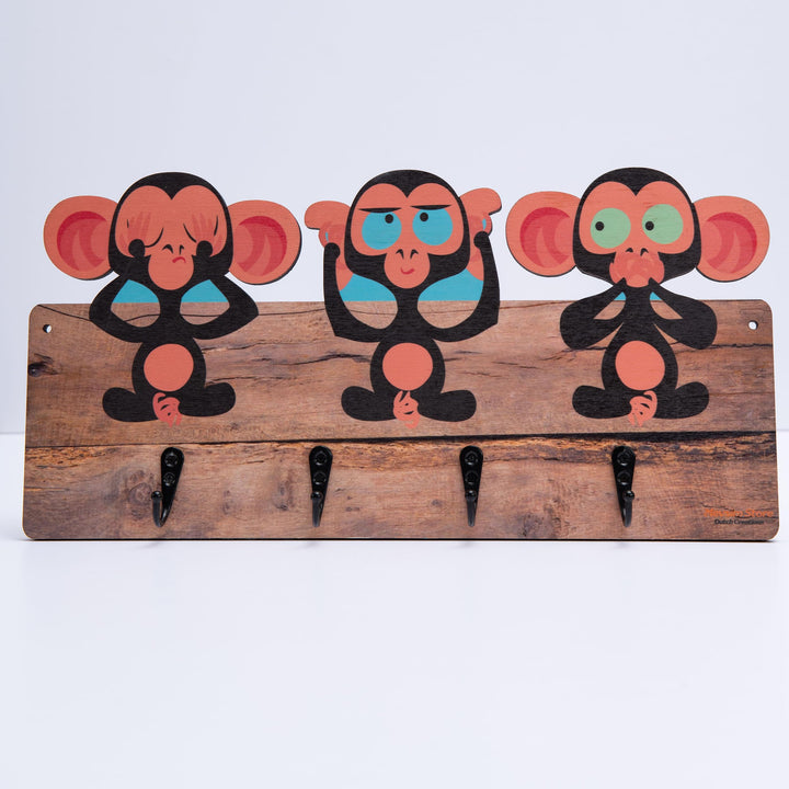 Kindergarderobe 2er Set - Handgefertigt - 4 Metallhaken - 39,50x19,50 cm - Garderobe mit Tieren - Hä
