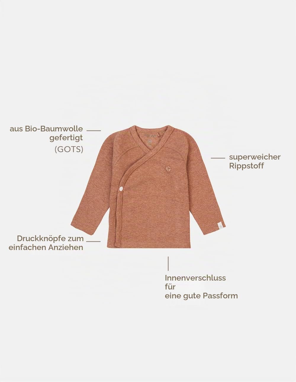Noppies Unisex Baby U Tee Overlap Ls Rib Nanyuki T-Shirt, 56 Cafe Au Lait Melange - N090