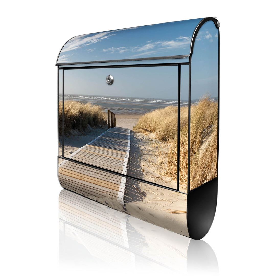 banjado® Design Briefkasten mit Motiv Dünen 39x47x14cm &amp; 2 Schlüssel - Briefkasten Stahl schwarz mit
