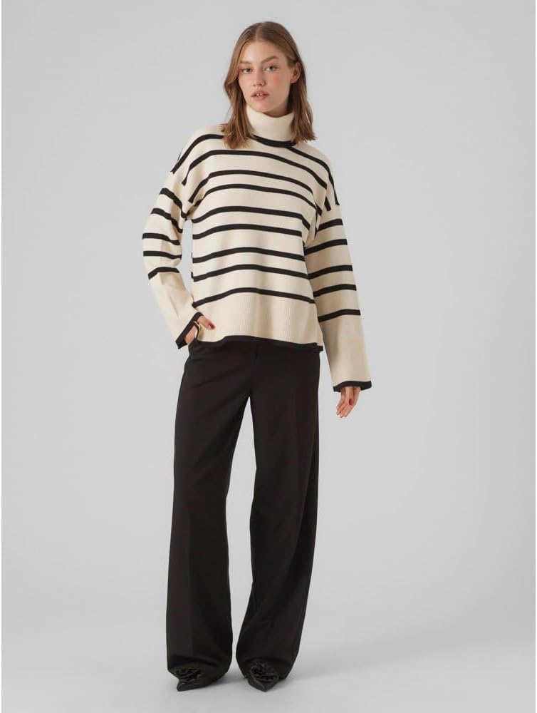 VERO MODA Female Strickpullover VMSABA Pullover S Birch/Stripes:black, S Birch/Stripes:black