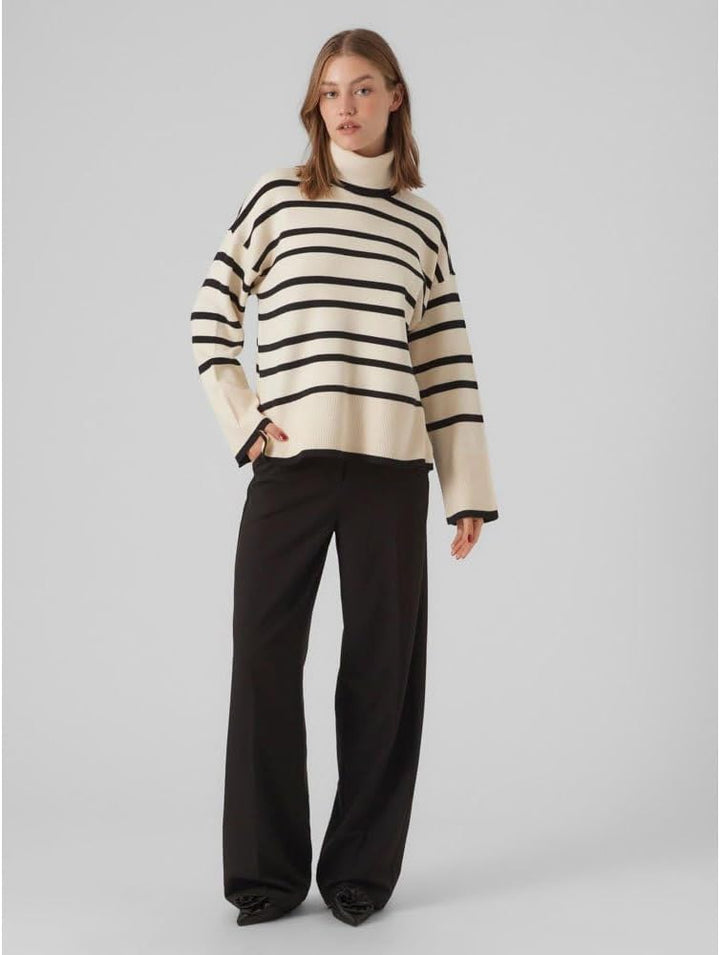 VERO MODA Female Strickpullover VMSABA Pullover S Birch/Stripes:black, S Birch/Stripes:black