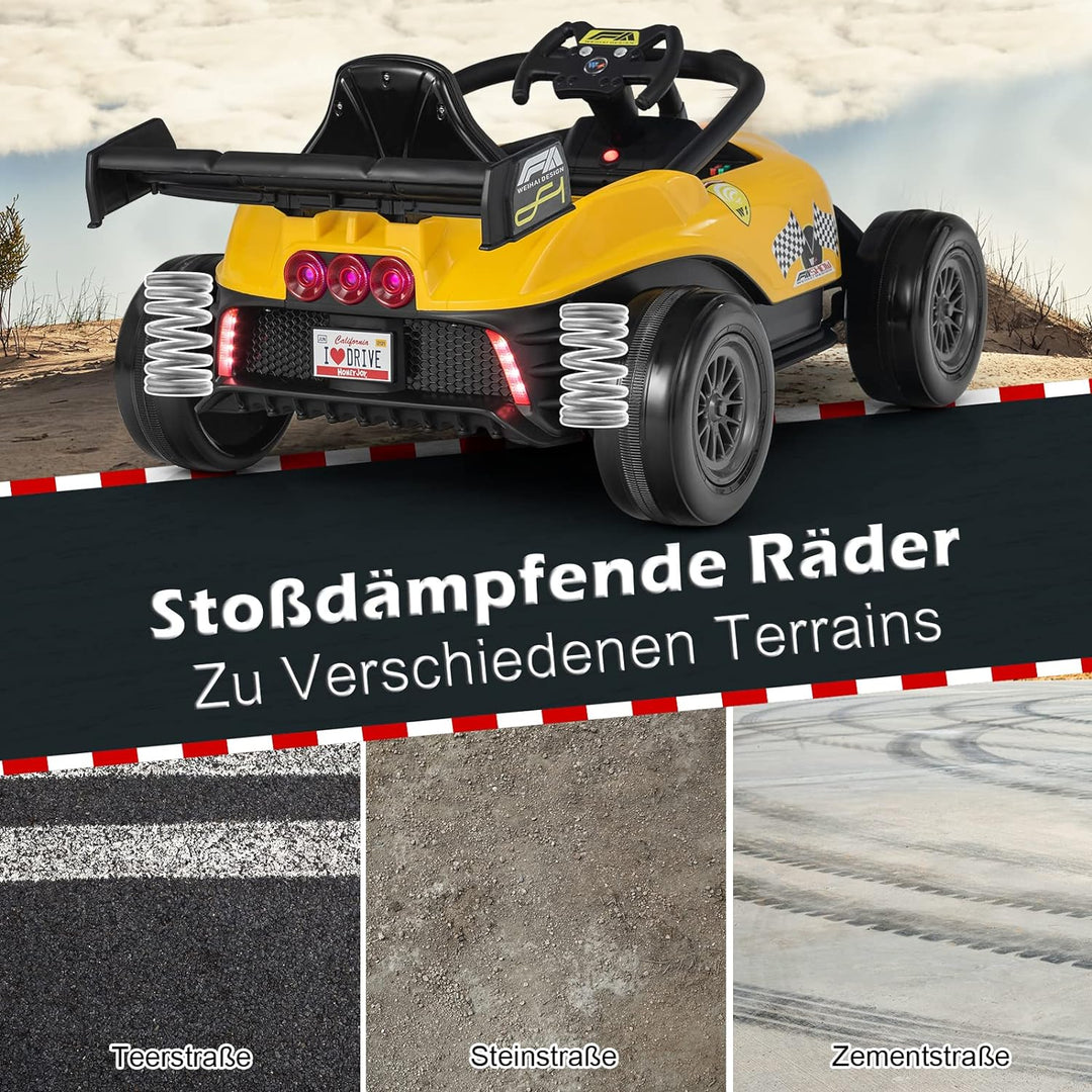GOPLUS Elektrofahrzeug mit Fernbedienung，Kinder-Pedal-Gokart mit LED, Musik & USB/MP3 Schnittstellen