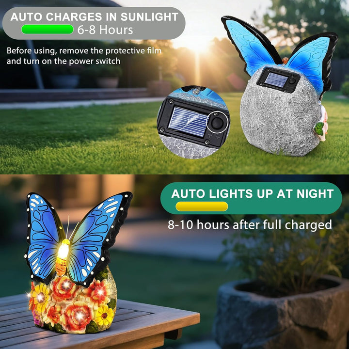 Linkax Geschenke für Frauen Mama Oma, Solar Gartenfiguren Schmetterling Gartendeko für Draussen, mit