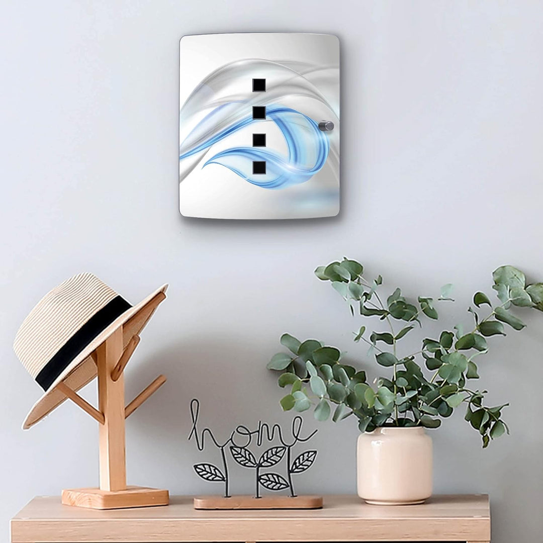 banjado® Design Schlüsselkasten aus Edelstahl Motiv Blauer Schleier für 10 Schlüssel - Schlüsselschr