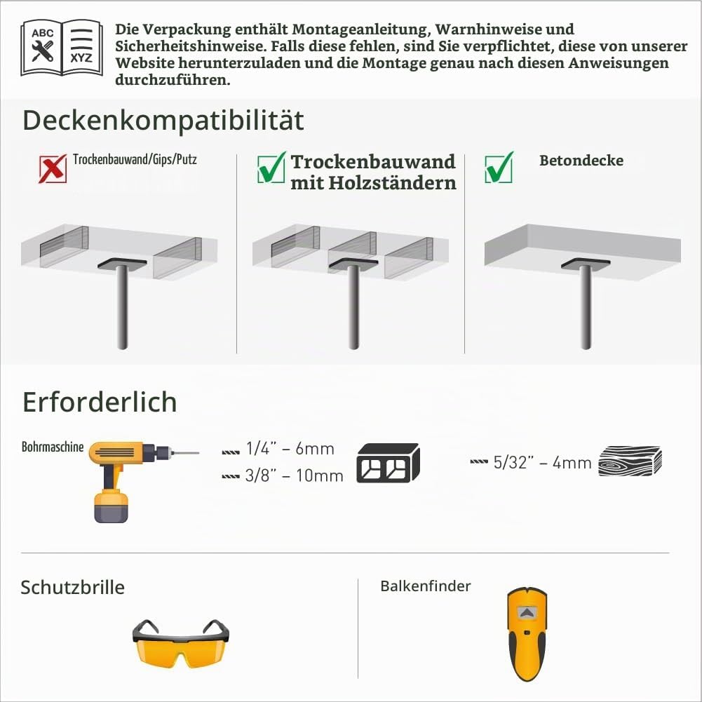 Barkan Lange Weiss TV Deckenhalterung, 13 - 75 Zoll Neigbar / Vollbewegung flach &amp; Curved Fernseher