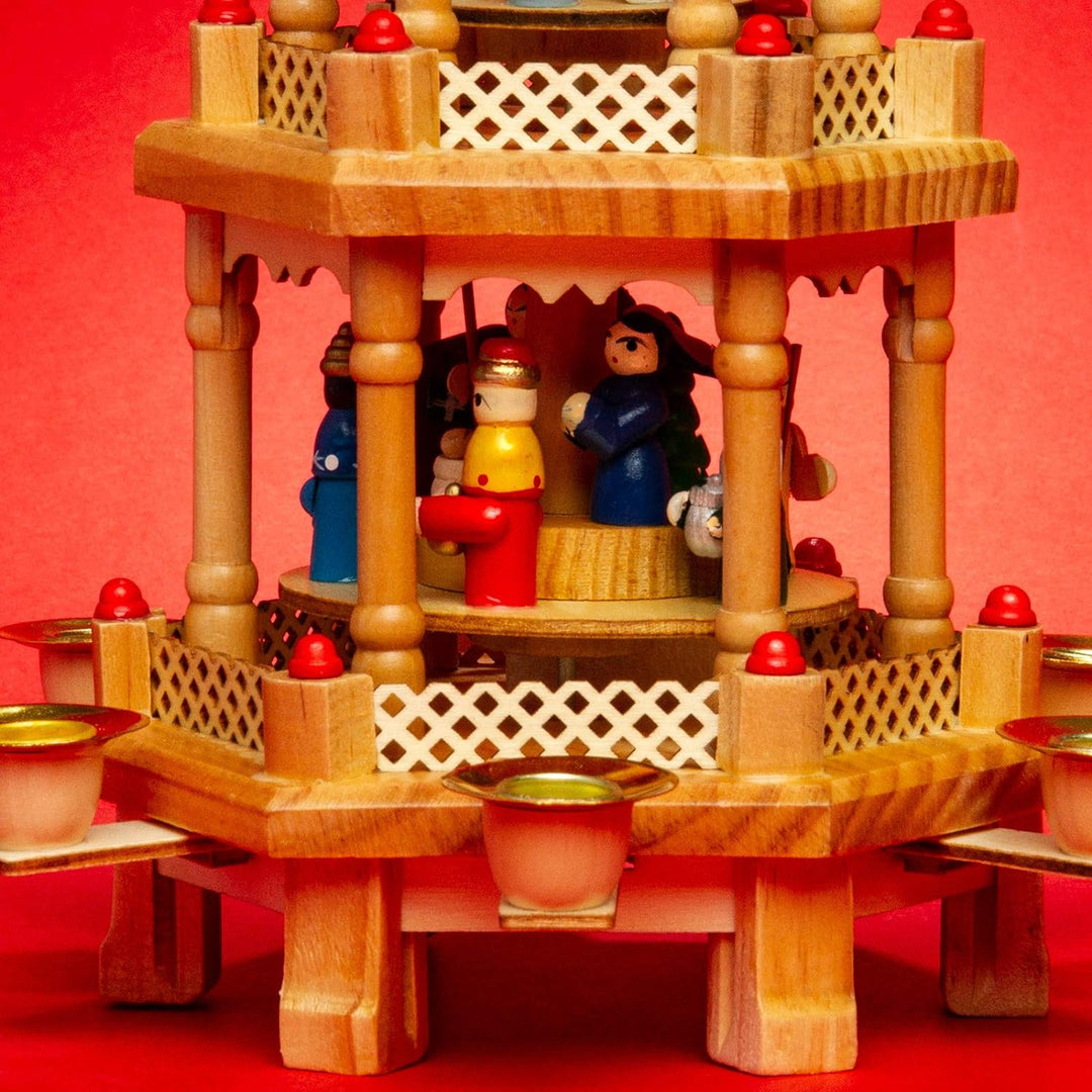 SIKORA P34 Klassische Holz Weihnachtspyramide mit 3