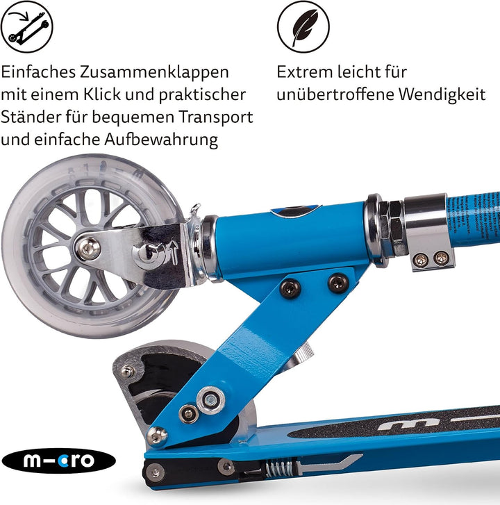 Micro Kinderscooter Sprite klappbarer Roller in hellblau, hellblau