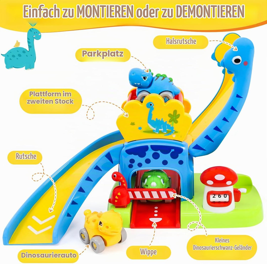 XIAPIA Baby Spielzeug ab 1 2 Jahr Dino Auto Kugelbahn, Geschenk für Junge Mädchen zum 1. Geburtstag,