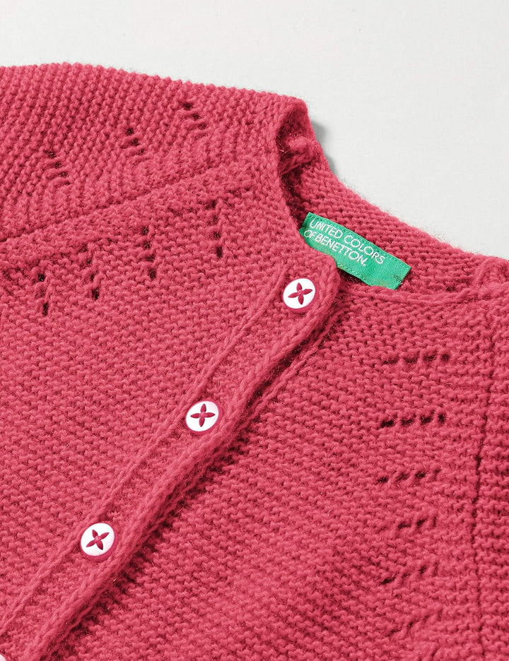 United Colors of Benetton Mädchen Maglia Coreana M/L Strickjacke 90 Fuchsia Purple 02a, 90 Fuchsia P