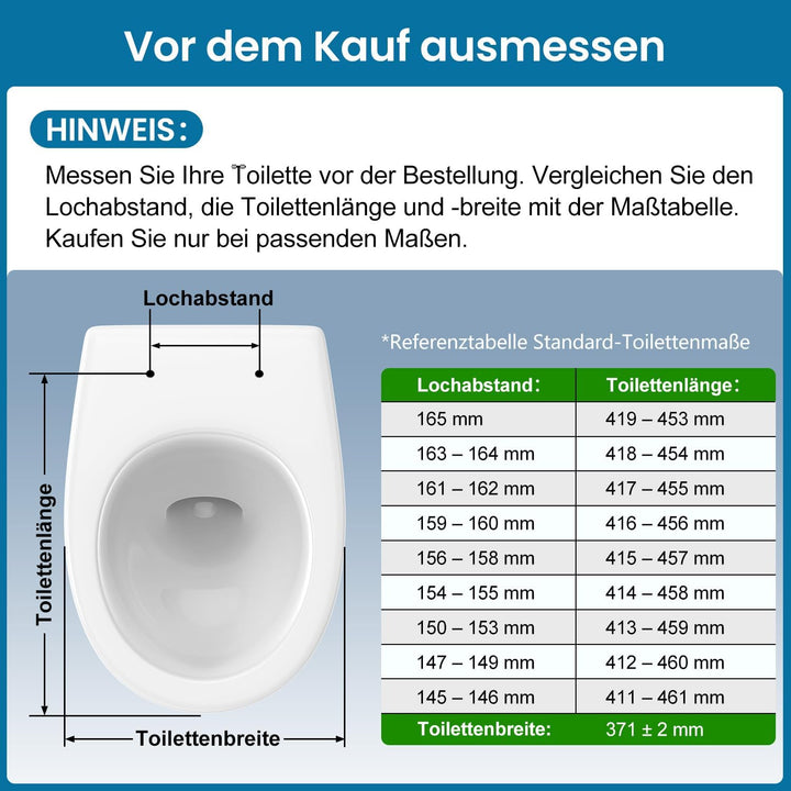 Toilettendeckel mit Absenkautomatik Oval, Weiss, WC Sitz mit Schnellverschluss - Einfach zu Reinigen