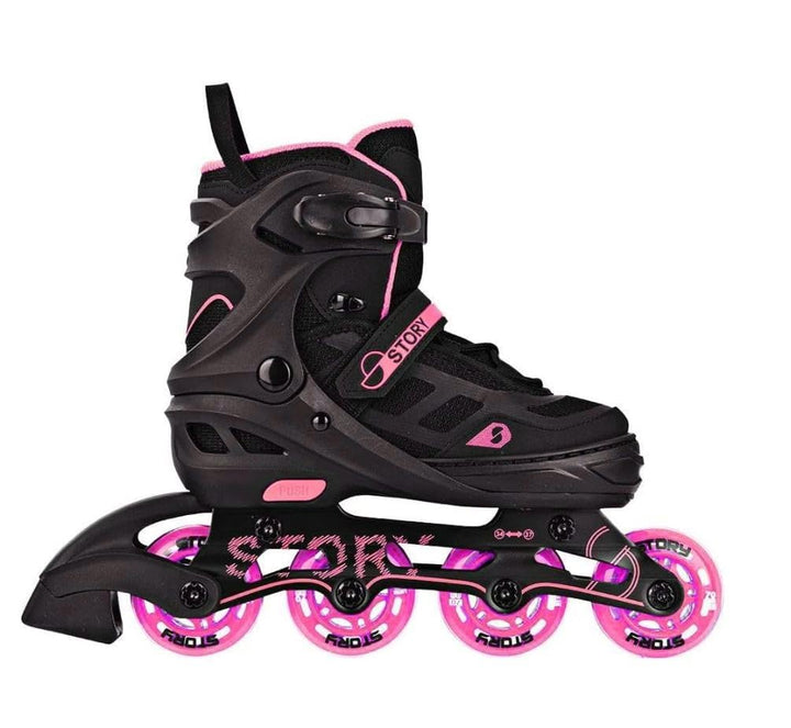 Story Fusion verstellbare Inline-Rollschuhe, rosa, leichte Aluminiumkonstruktion, atmungsaktives Mes