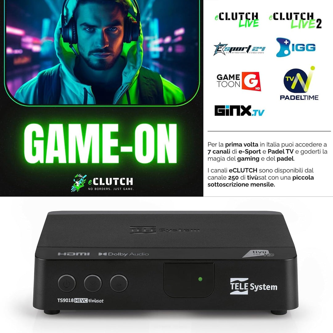 Tele System Satellitendecoder TS9018HEVC Tivùsat HD Classic: Zugang zu über 70 kostenlosen HD-Kanäle