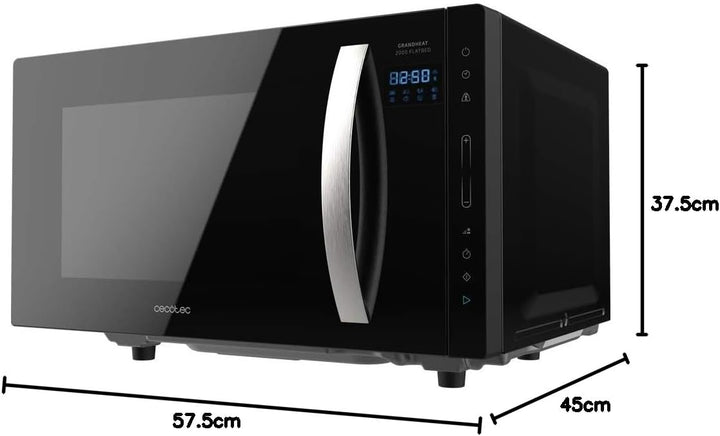 Cecotec Mikrowelle ohne Platte GrandHeat 2300 Flatbed Touch Schwarz. Fassungsvermögen 23 Liter, Leis