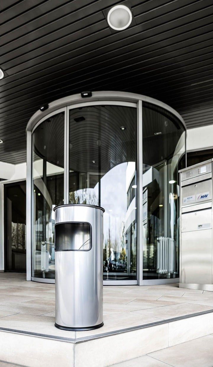 Durable Papierkorb Metall mit Ascher rund, silber, 333023 silber rund, silber rund