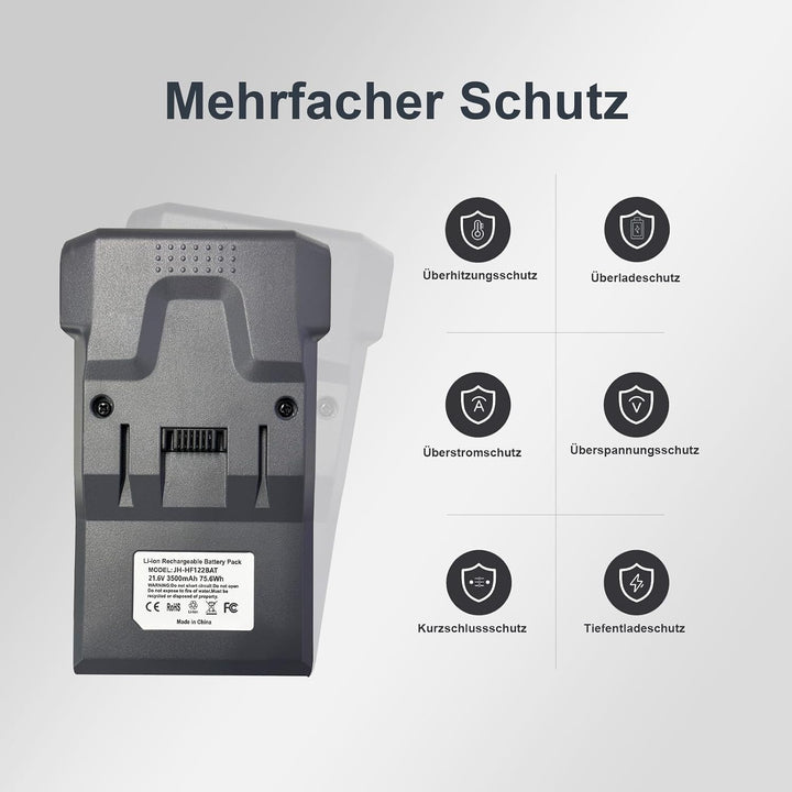 Ersatzakku 21,6 V 3500mAh für Hoover H-Free 100 Serie – Schnellladefunktion