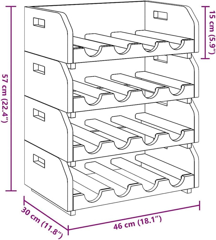 vidaXL 4X Weinregal Altholz 16 Flaschen Flaschenregal Weinständer Weinschrank