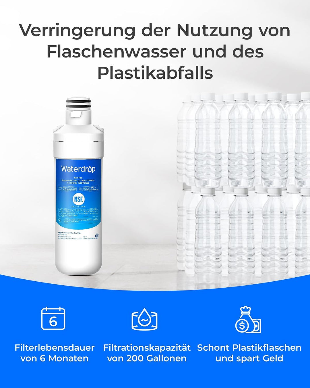 Waterdrop Kühlschrank Wasserfilter und Luftfilter Ersatz für LG® LT1000P® | Ersatz für LG® LT1000P®,