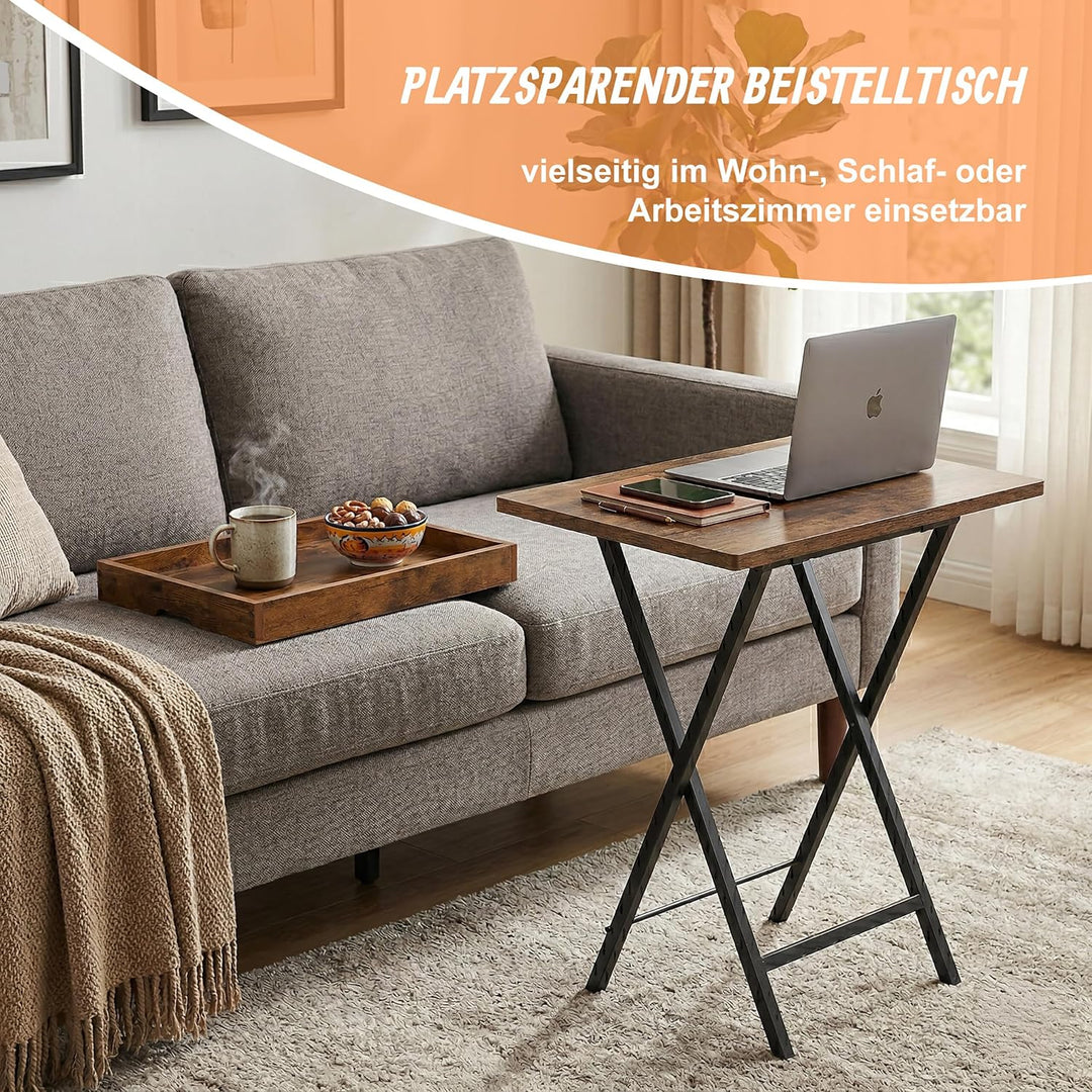 Relaxdays Beistelltisch mit abnehmbarem Tablett, klappbar, HBT: 70x48x36 cm, Serviertisch, Industria