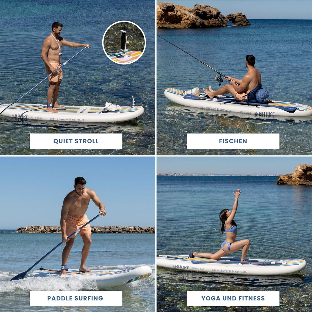 HUIIKE Stand Up Paddling Board mit Zubehör, Paddel, Finnen, Pumpe. Paddle Sup Board Aufblasbar Hohe