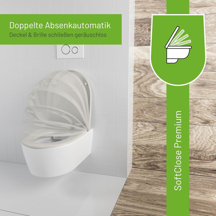 LUVETT® WC-Sitz mit Absenkautomatik D140 D-Form Soft Close® & TakeOff EasyClean Abnahme, hygienisch