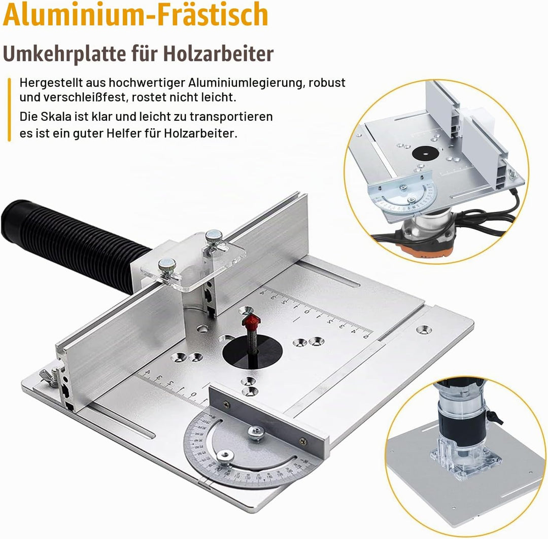 XMSZQU 3er Set FräStisch Einlegeplatte,Aluminium FräStisch füR OberfräSe Halterung Fasenmoment,Tisch
