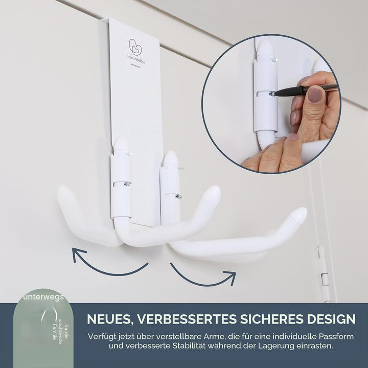 Dreambaby Strollerbuddy STROLLAWAY® - Haken für die Lagerung von Kinderwagen/Buggys (Farbe: Weiss)