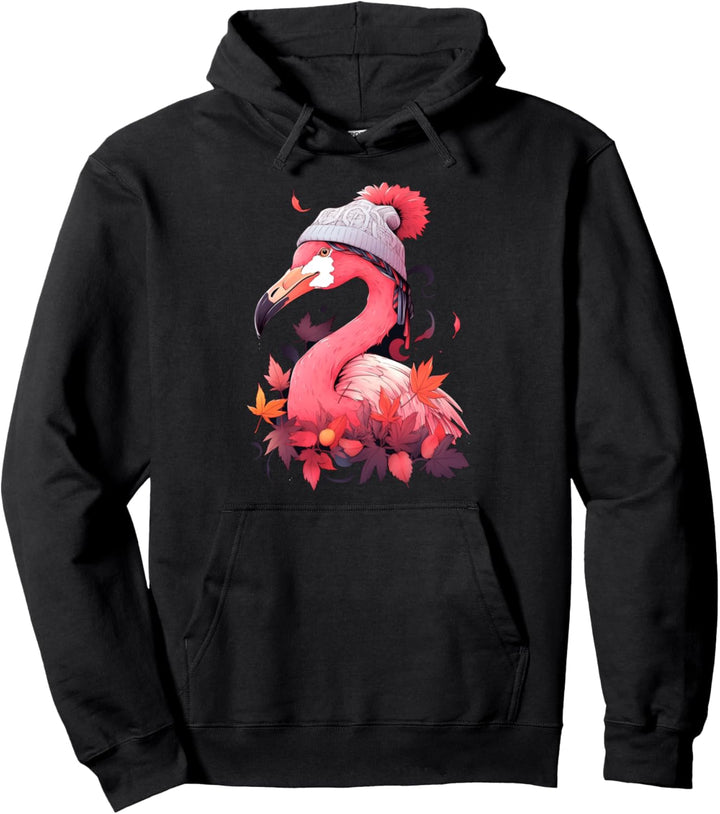 Flamingo Rosa Vogel Herbst Herbst Blätter Thanksgiving Pullover Hoodie