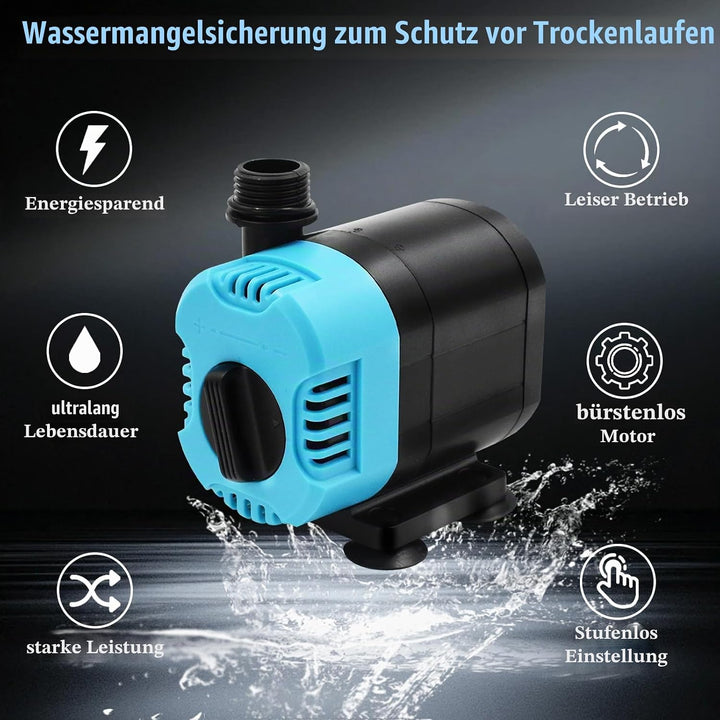 Tauchwasserpumpe 1200l/H 15W,AolKee Ultra Ruhige Wasserbrunnen Pumpe, Wasserdichte Bewertung IPX8 ve