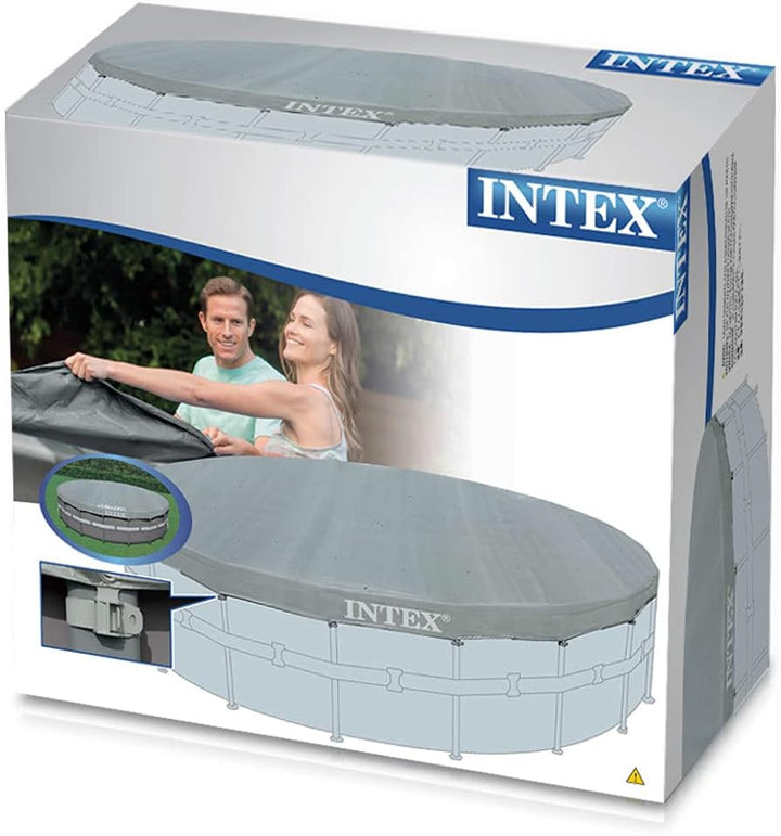 Intex Deluxe Pool Cover - Poolabdeckplane Deluxe - Ø 488 cm - Für Ultra Frame Pool Grau 488 cm