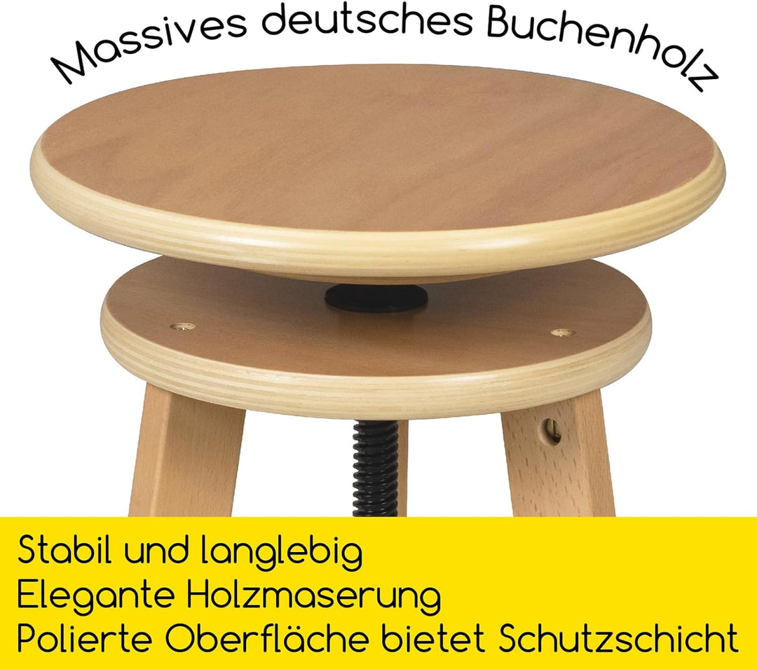 MEEDEN Zeichenhocker mit Verstellbarer Höhe, Arbeitshocker aus Holz,Künstlerhocker,Barhocker aus Hol