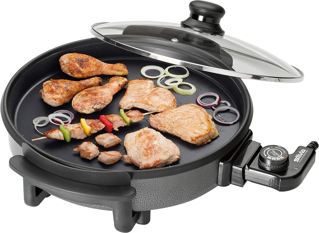 Silva-Homeline PPF 1503A Partypfanne mit Glasdeckel zum Kochen, Braten, Dünsten, Auftauen und Warmha