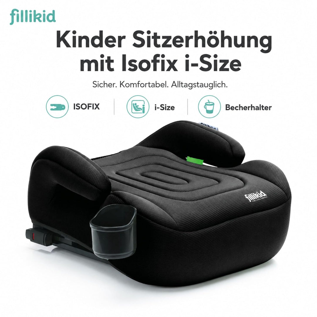 Fillikid Kinder Sitzerhöhung mit Isofix i-size Exklusiv | Auto Kinder Sitzerhöhung mit verlängerbare