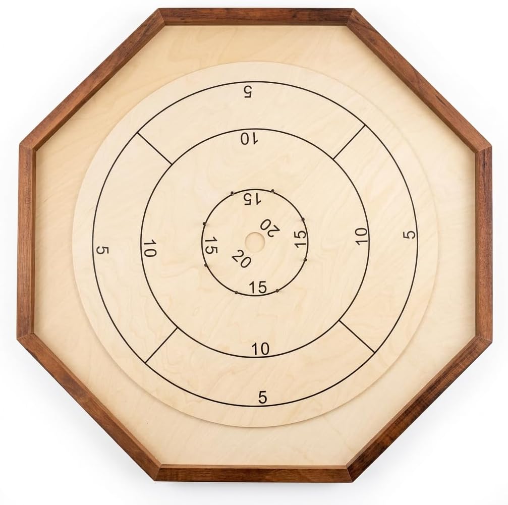 Ubergames Orginal Crokinole Brettspiel - Top ECO-Hartholz Qualität - Inklusive Trage Tasche - Model