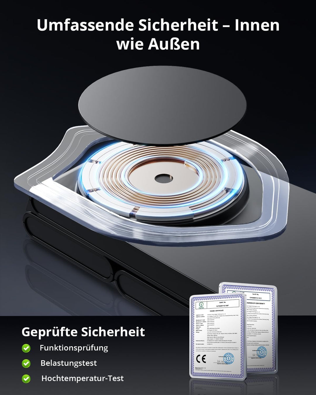 GEEKERA 3-in-1 Faltbar Ladegerät für Mag-Safe, Induktive Ladestation für Apple Watch und iPhone, Ind