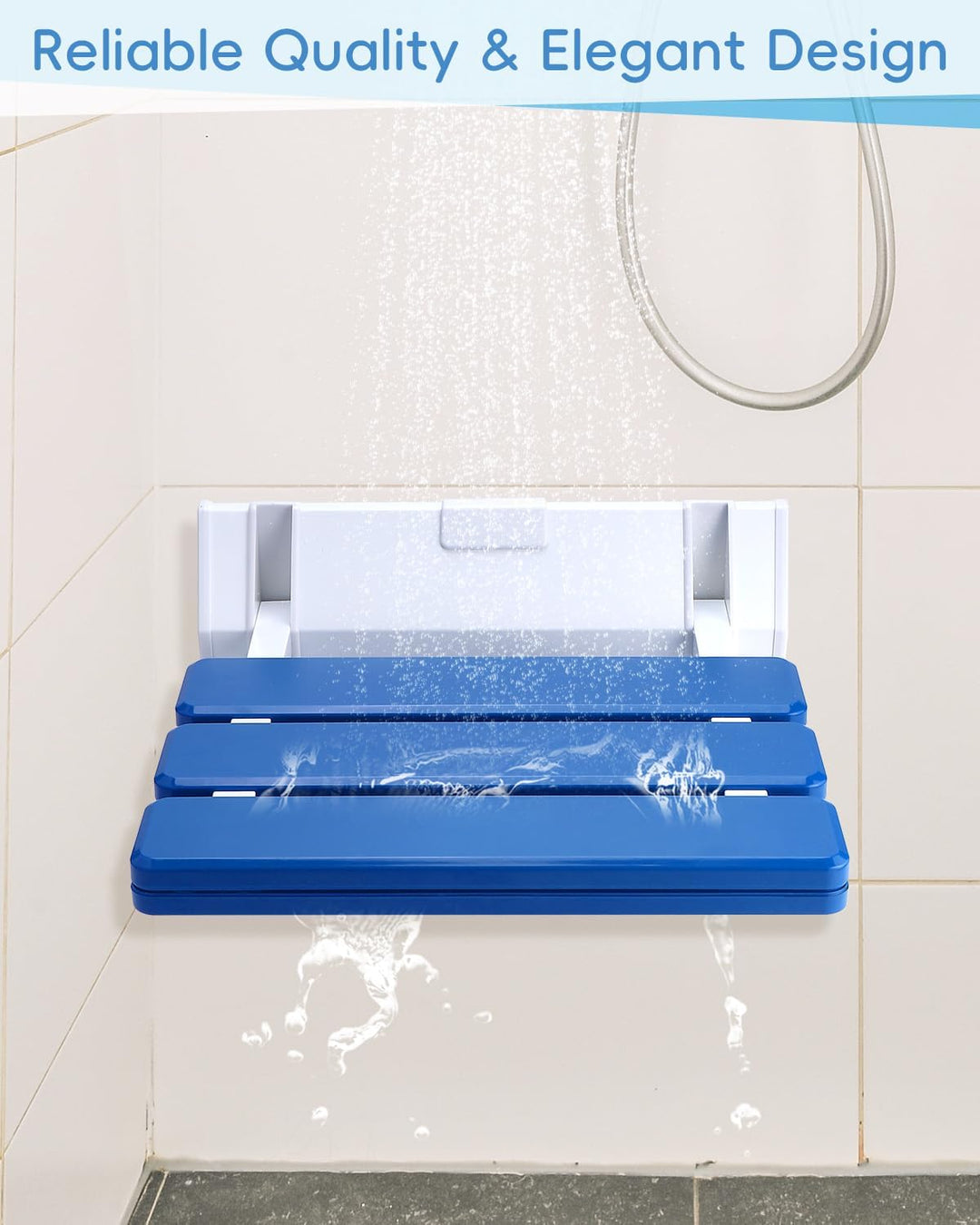 FreeTec Duschklappsitz Duschsitz Klappbar Wandmontage Belastbar bis 130kg Tragkraft Zusammenklappbar