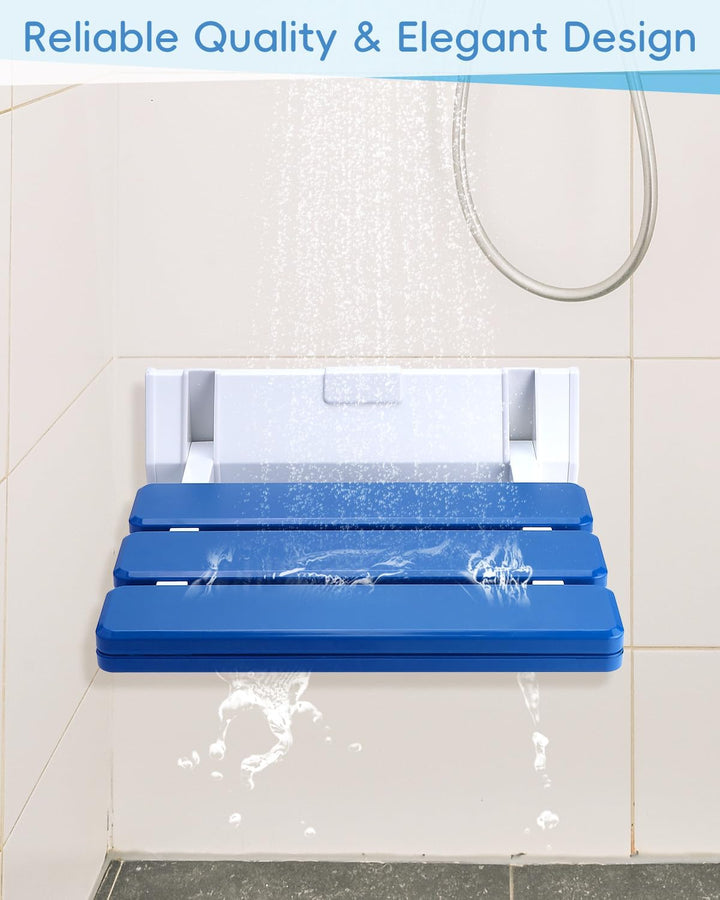 FreeTec Duschklappsitz Duschsitz Klappbar Wandmontage Belastbar bis 130kg Tragkraft Zusammenklappbar