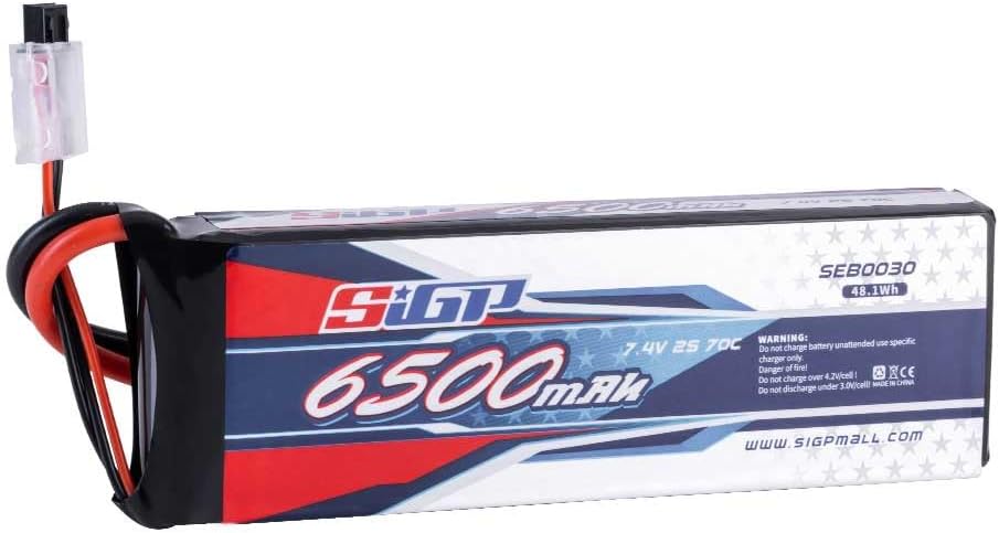 SIGP 2S 7.4V Lipo Battery 6500mAh 70C Soft Case with Deans TRX Plug for RC Car Truck Boat Vehicles T