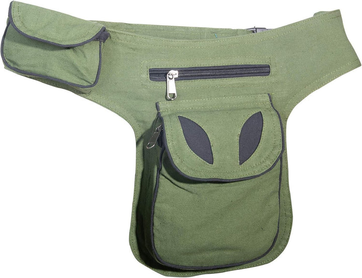 Kunst und Magie Goa Schulter-Bauchtasche Gürteltasche Hippie Psy Army Green / Schwarz, Army Green /