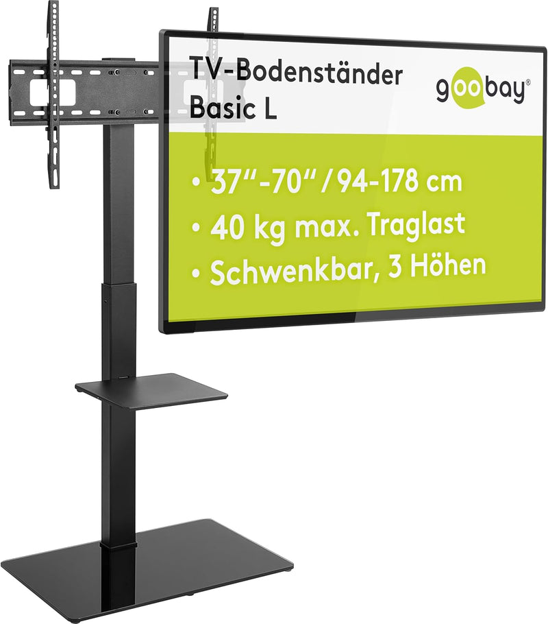 goobay 58526 TV Standfuss für Fernseher und Monitore zwischen 37“ und 70 Zoll (94-180cm) / Schwenkba