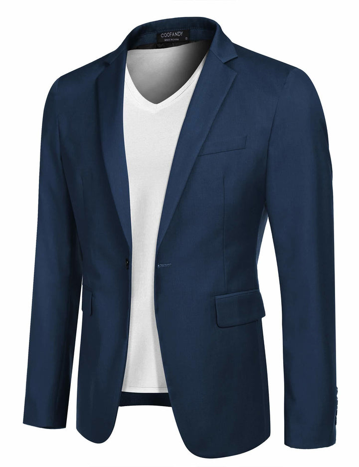 COOFANDY Herren Sportlich Freizeit Blazer Business Sakko Anzugjacke 1 Knöpfe Einfarbig Regular Fit B