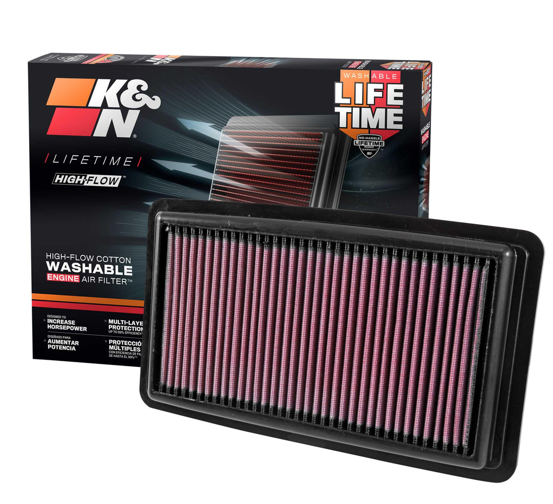 K&N 33-5041 Waschbarer und wiederverwendbarer KFZ Luftfilter, Red, Rot