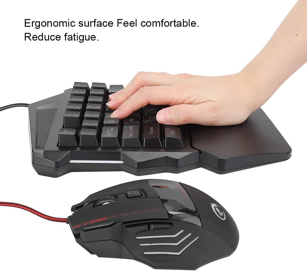 Hintergrundbeleuchtung Einhand Gaming Tastatur und Maus Kombination, 35 Tasten LED Hintergrundbeleuc