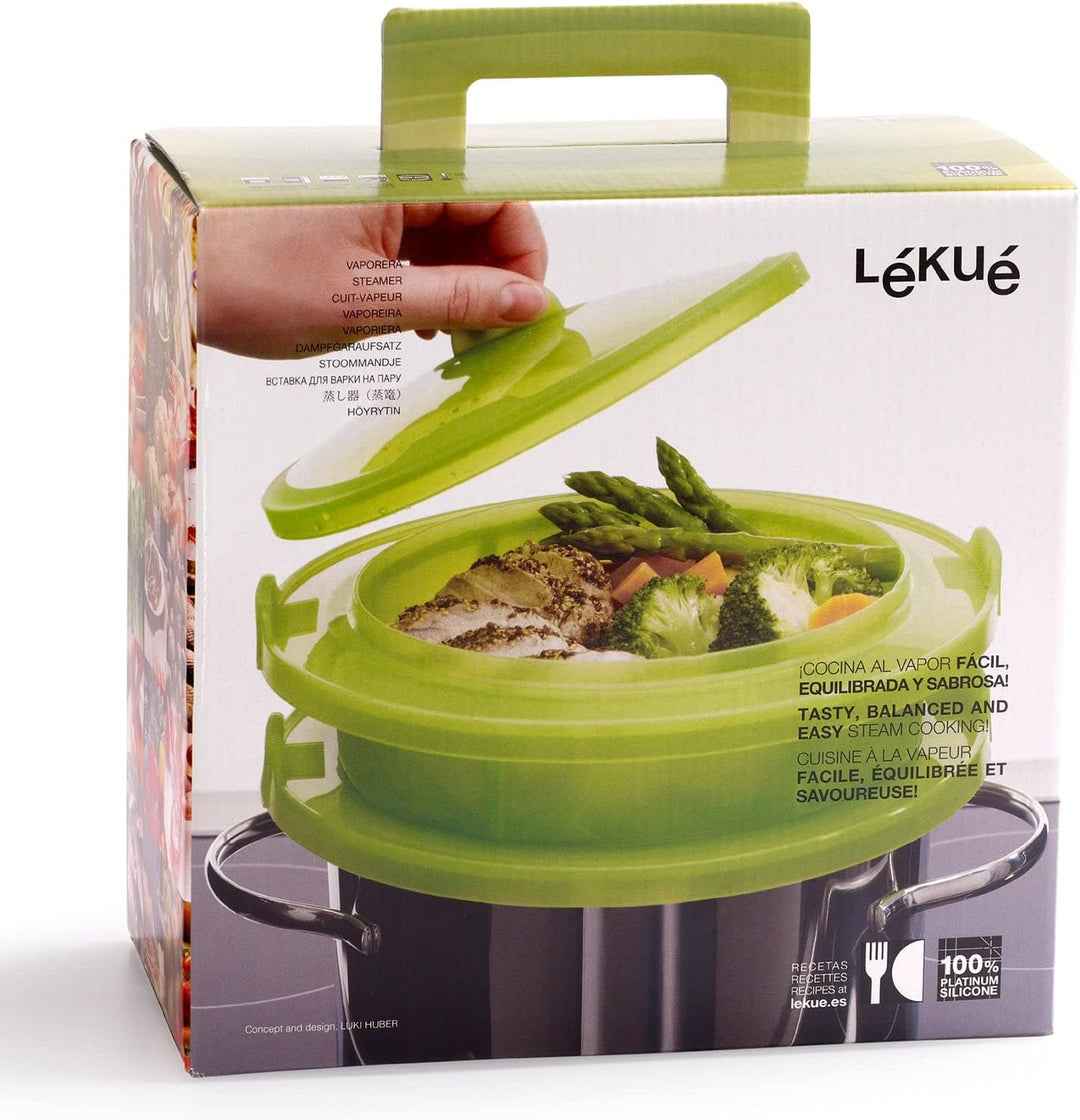 Lékué 2-stufiger Dampfgaraufsatz, grün, Silikon, 22 cm 22x22x8